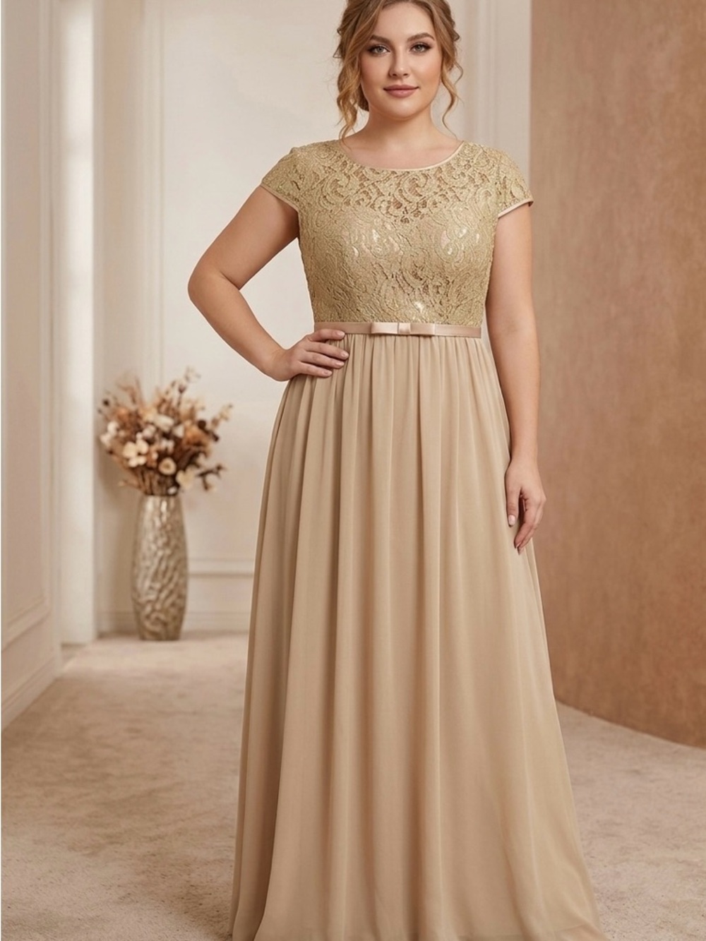 Elegant Lace Bodice Maxi Dress
